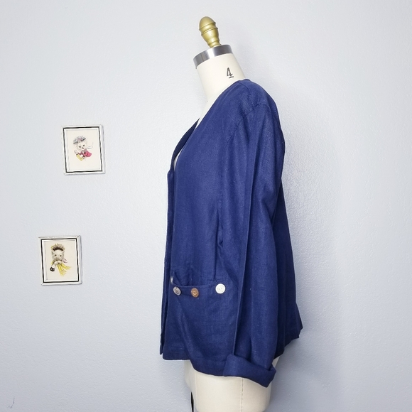 Sweet Jessie linen button up jacket small Lagenlook - Picture 3 of 5